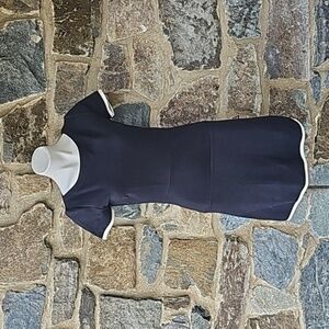 J Crew Women's Size 2 Navy Blue Short Sleeve White Trim Dress